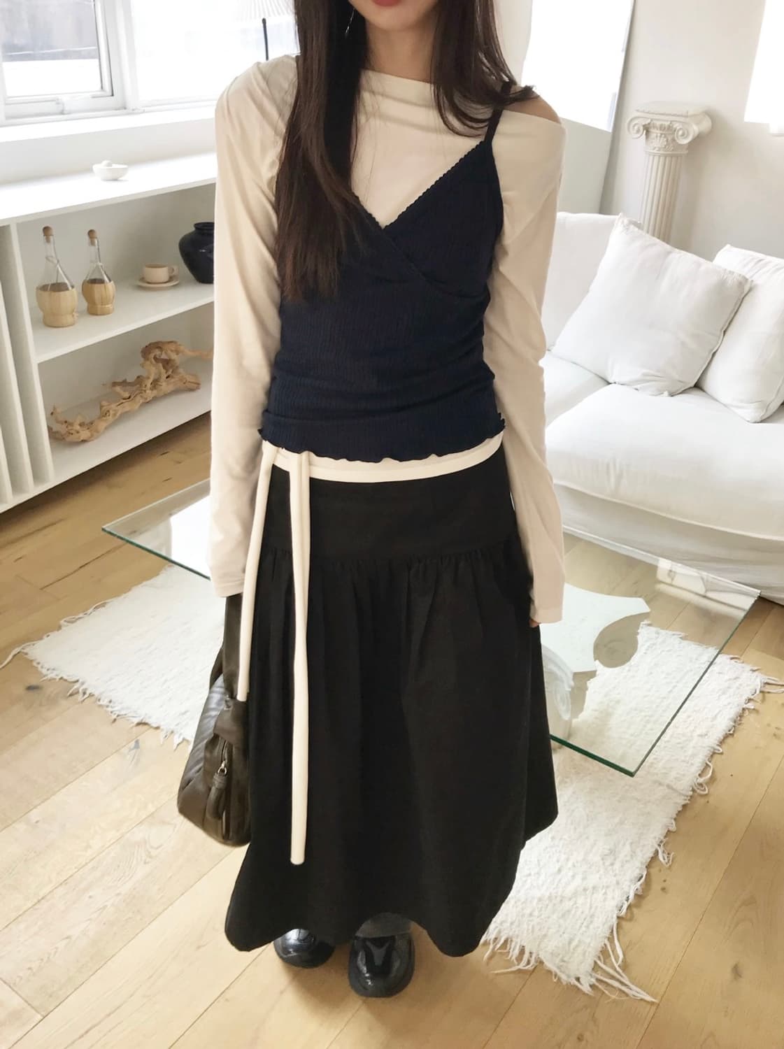 오브나인_flare shirring long skirt_M [새상품] 상품이미지7