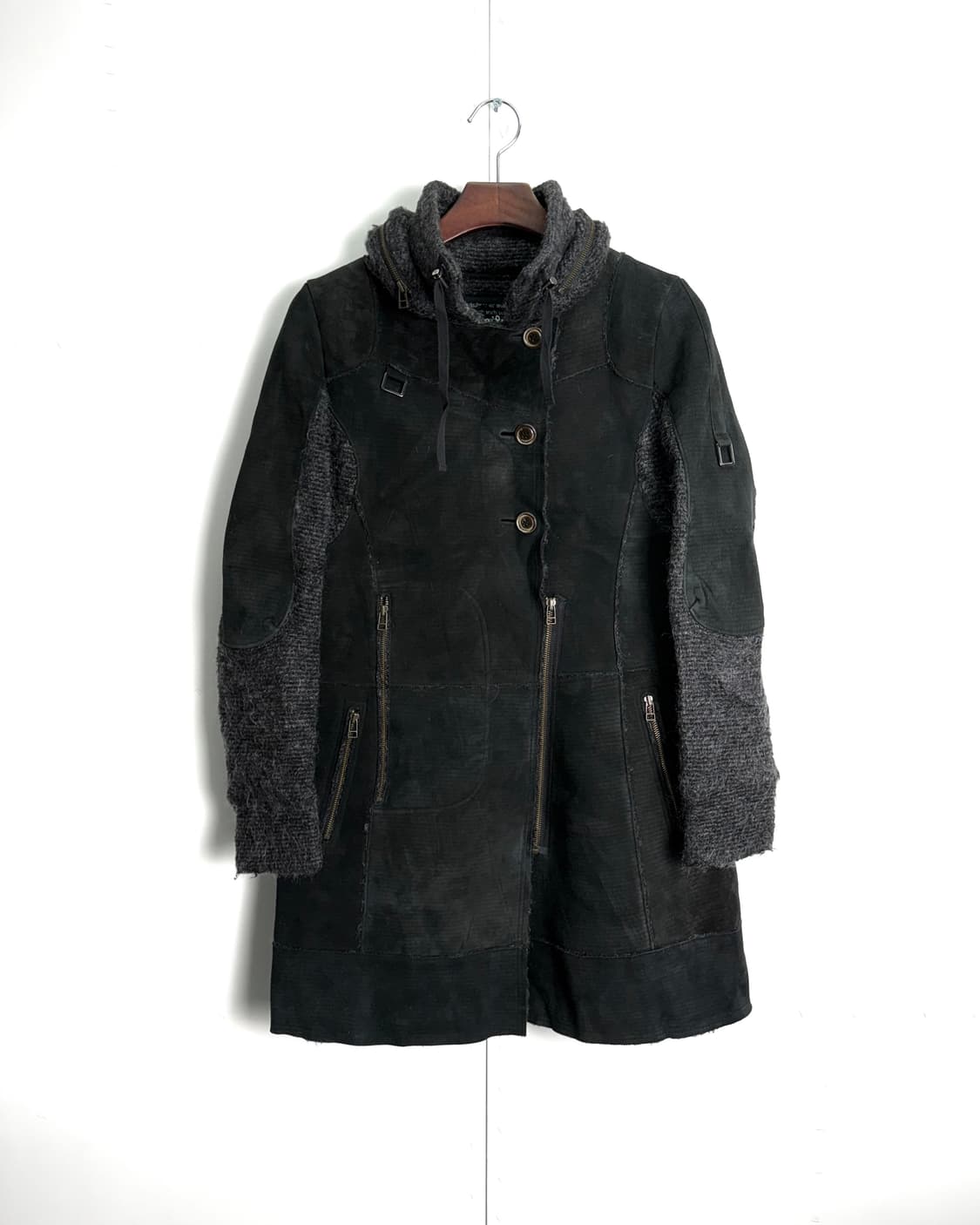 dw2r 레더 패치워크 코트 상품이미지1