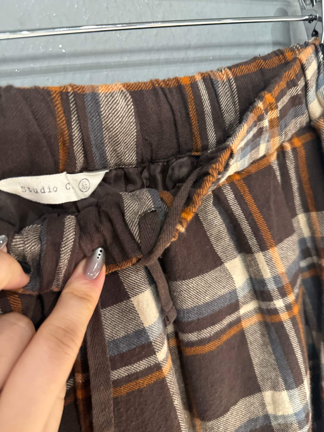 nerd brown check pattern skirt  상품이미지9