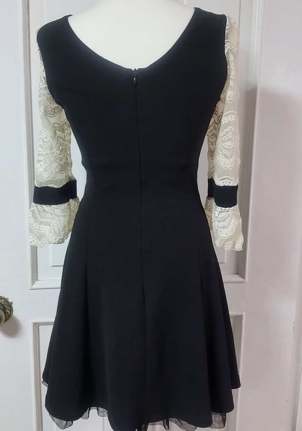 섹시 미니 미디 원피스 블랙 레이스 블레이져 원피스 7부 소매 상품이미지4