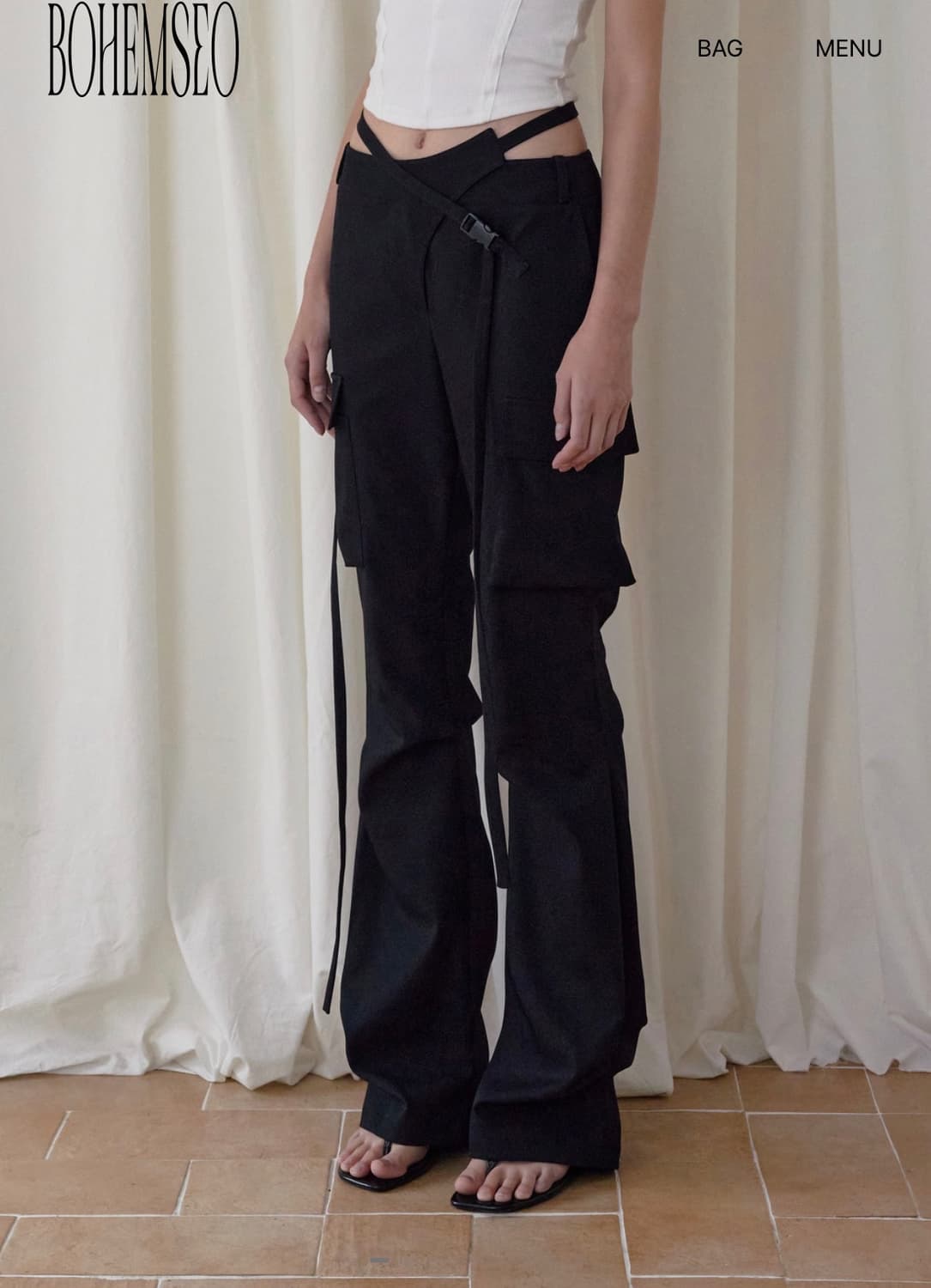 보헤미안서울 HEMLINE TUCK CARGO PANTS 상품이미지2