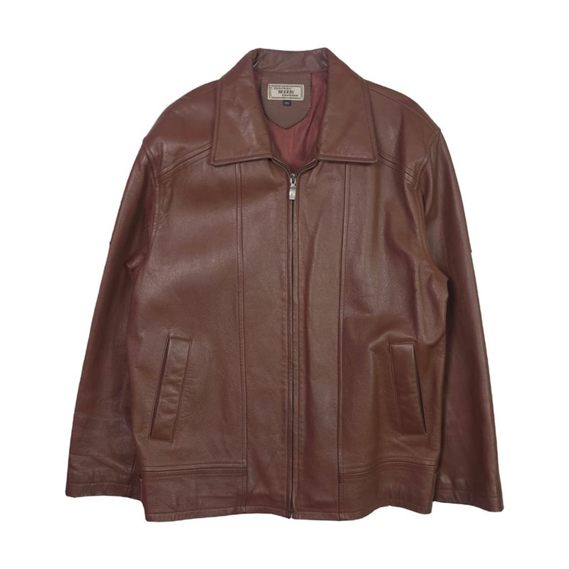 Silk 빈티지 레드브라운 헤비웨이트 소가죽 트러커 자켓 XL 상품이미지1