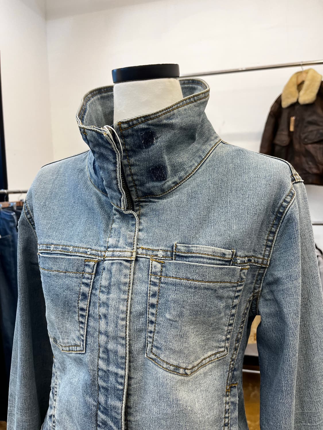 하이넥 집업 데님 자켓 상품이미지3