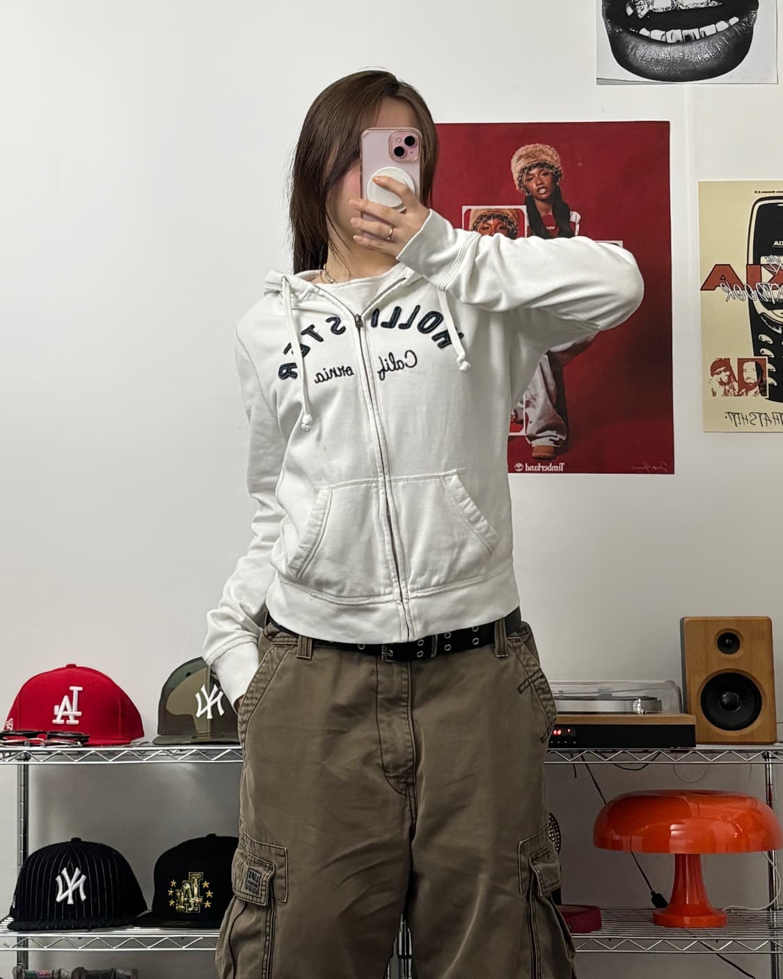홀리스터 아치로고 화이트 후드집업 상품이미지4