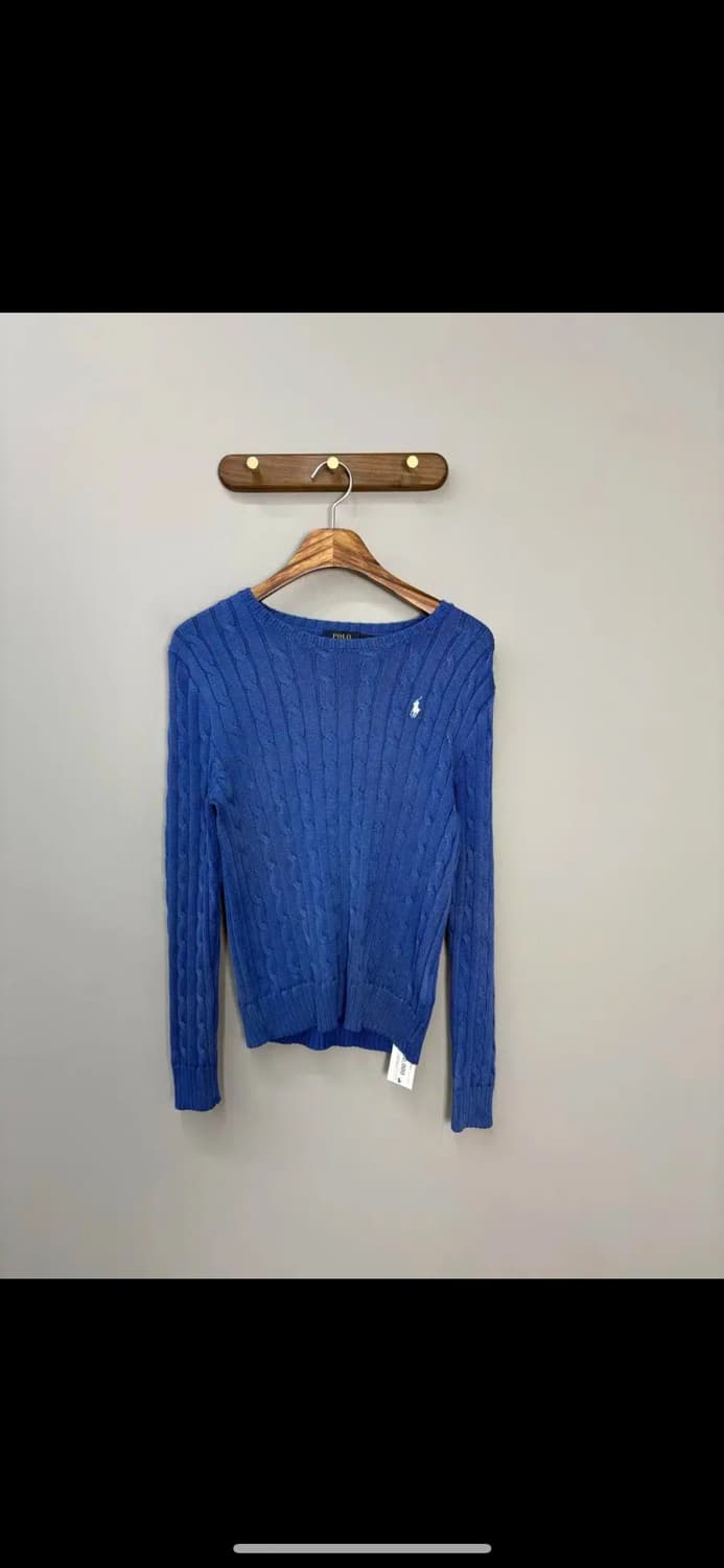 폴로 랄프로렌 로고 케이블 꽈배기 크루넥 블루 니트 H1586 상품이미지2