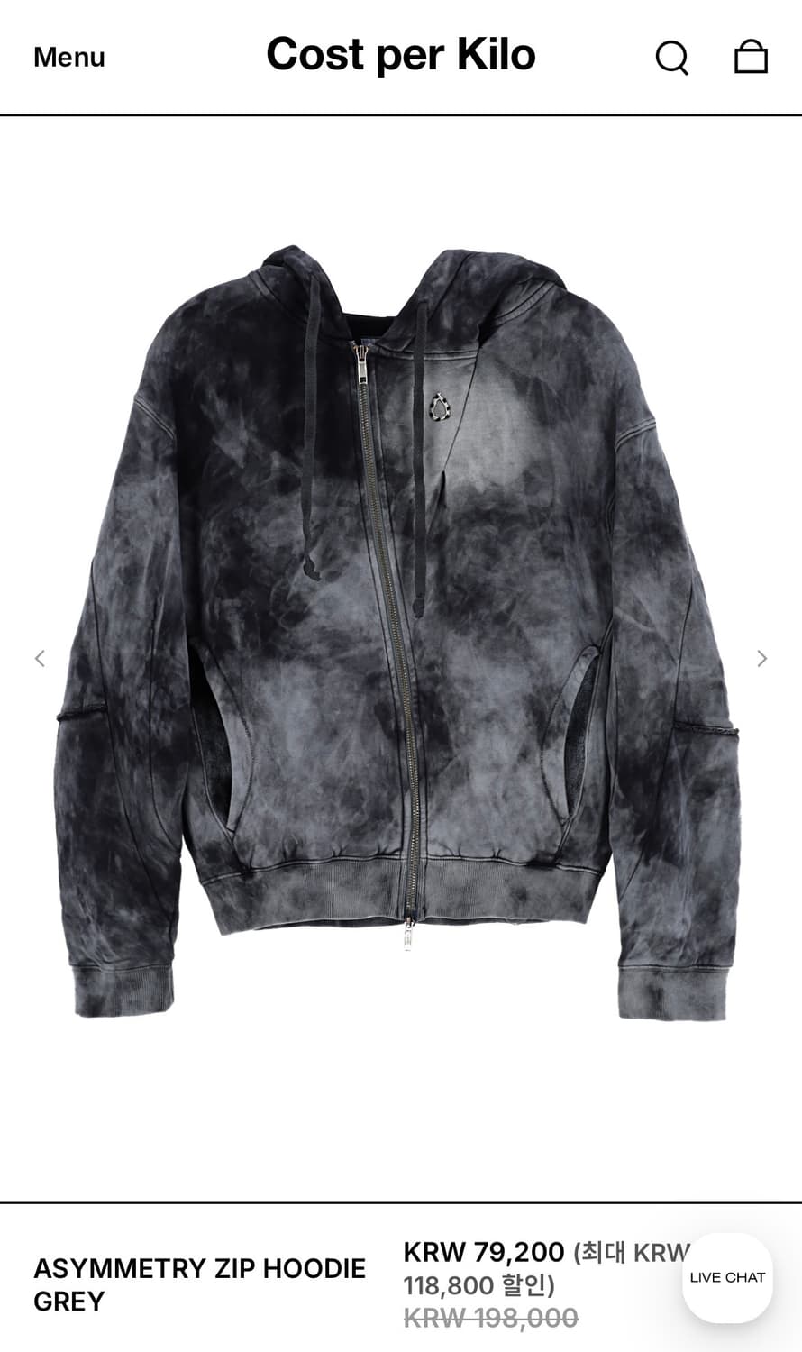 ASYMMETRY ZIP HOODIE GREY 상품이미지1