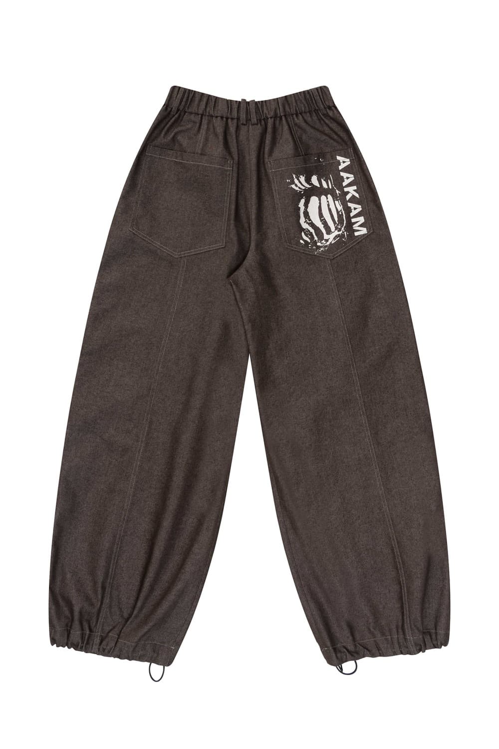 Aakam knee pin-tuck printed denim brown1 상품이미지2