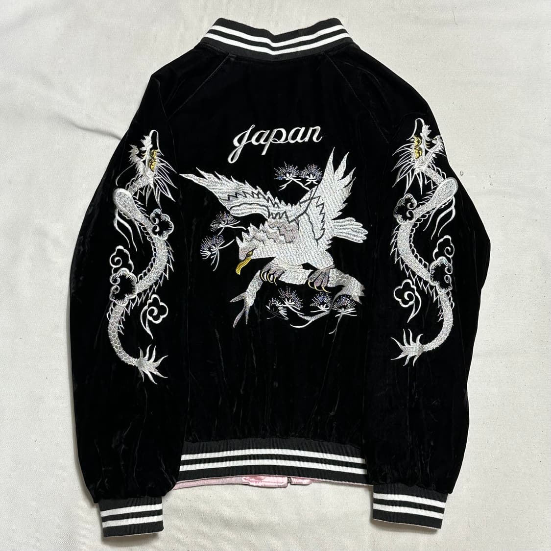 빈티지 독수리 호랑이 자수 리버시블 스카쟌 상품이미지3