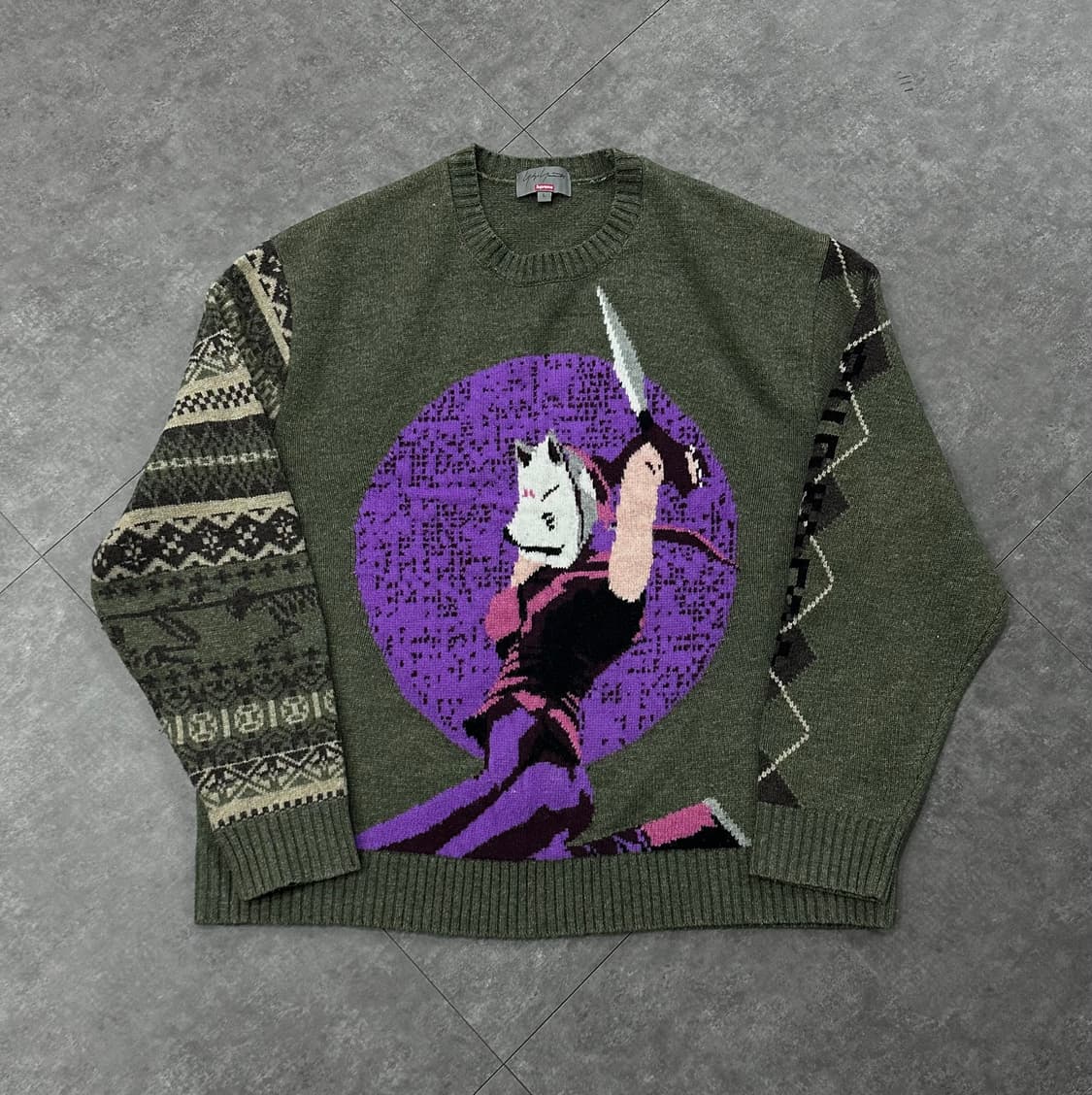 슈프림x요지 철권 니트 올리브L 판매합니다.  상품이미지1