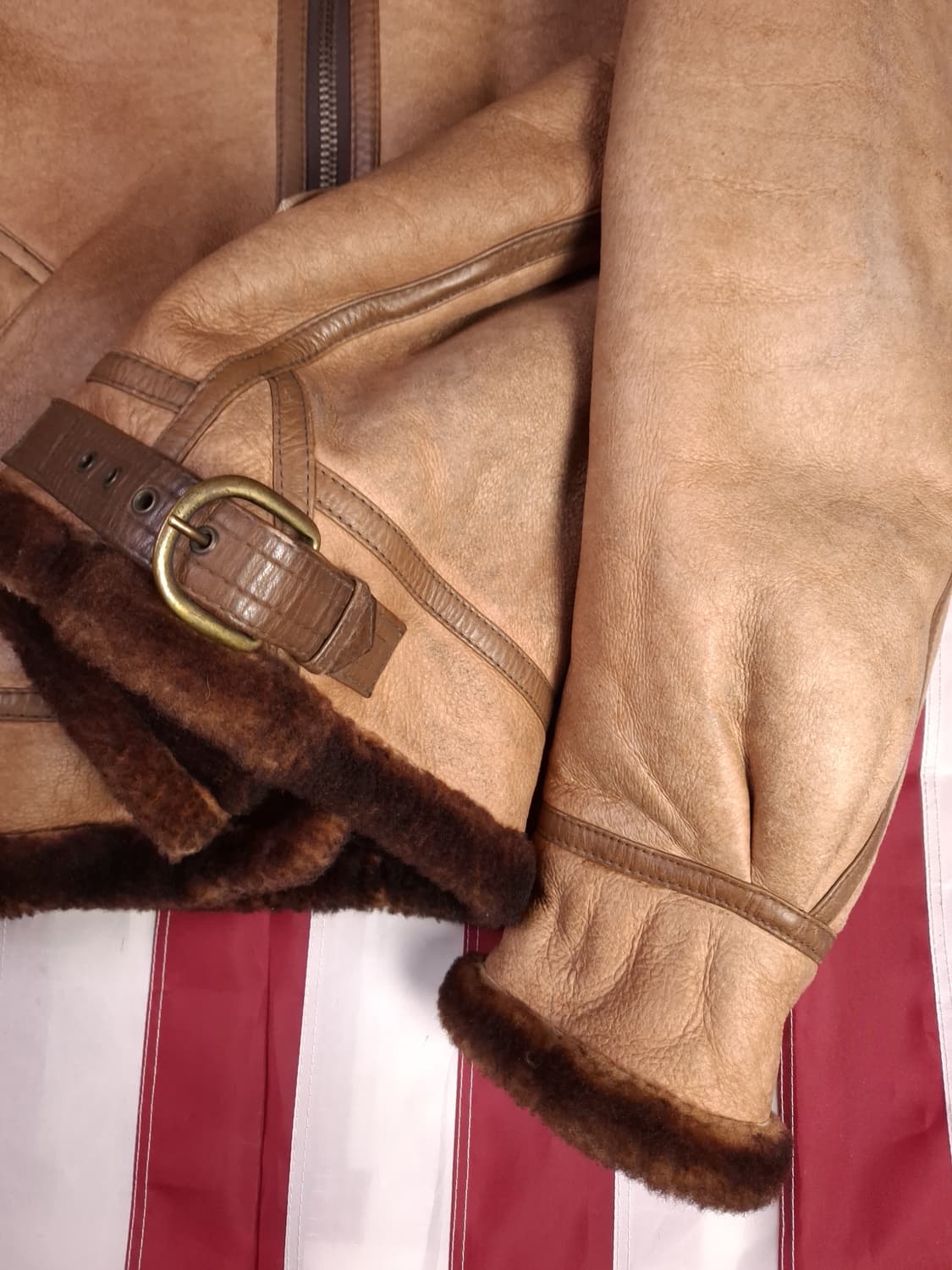 90's 국내산 미공군 B-3 TYPE 천연가죽 항공 폭격기 무스탕 상품이미지10