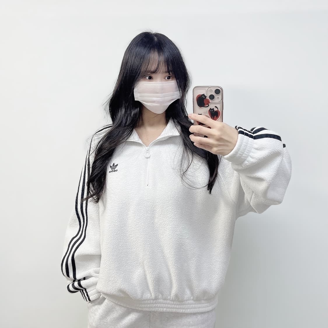 아디다스 파이어버드 플리스 하프 집업 화이트 상품이미지1