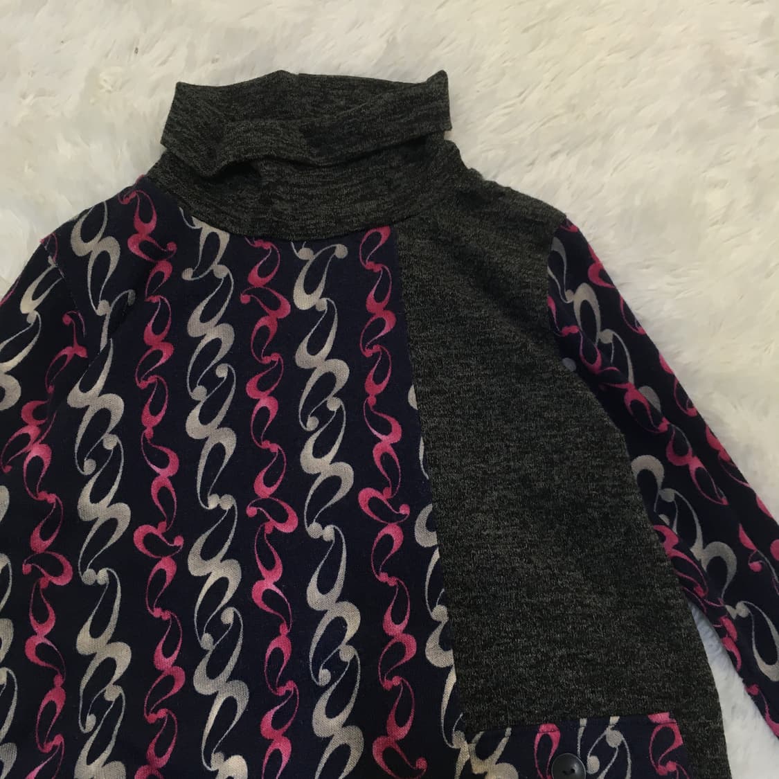 빈티지 퍼플 차콜 패턴 폴라 니트 y2k 스트릿 갸루 펑키 일본빈티지7 상품이미지3