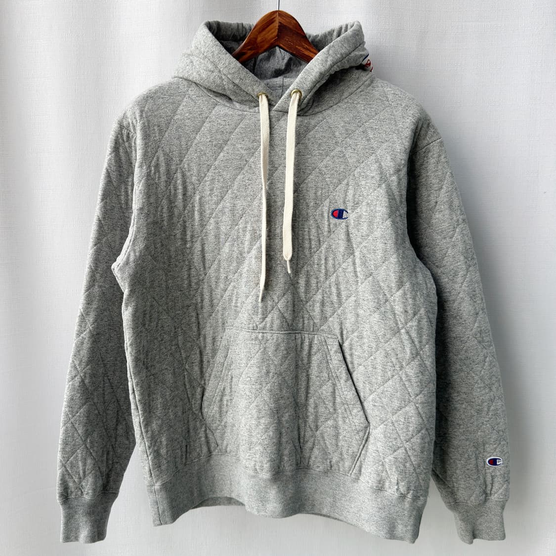 챔피온 재팬 직영점 한정판 멀티 패치 퀼팅 후드티 그레이 XL 상품이미지2