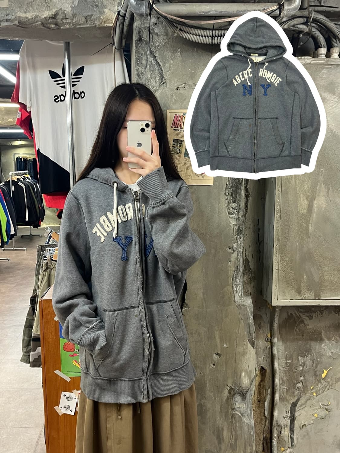 아베크롬비 후드집업 그레이 XL #csz1185 상품이미지1