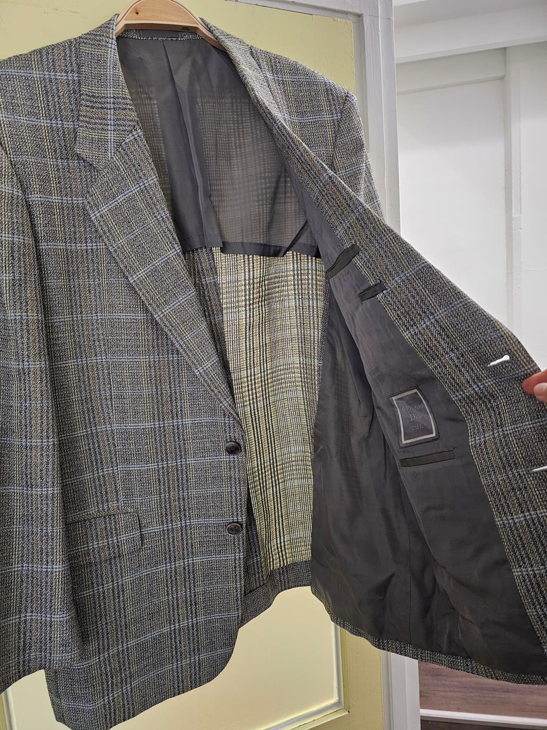 Christian Dior Monsieur 울 실크 그린 체크자켓 상품이미지7