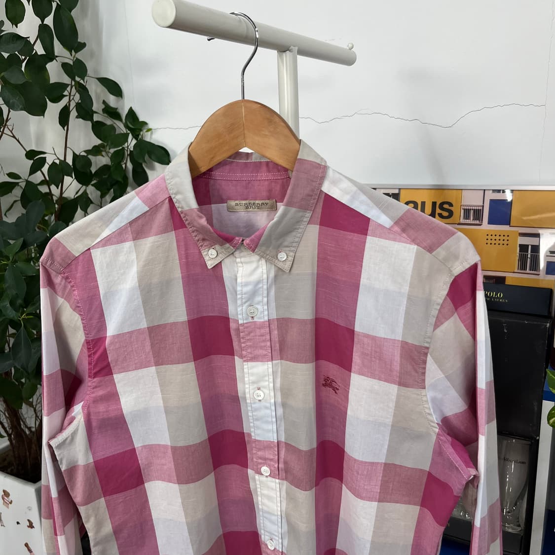 버버리 버튼다운 체크 셔츠 M 상품이미지2
