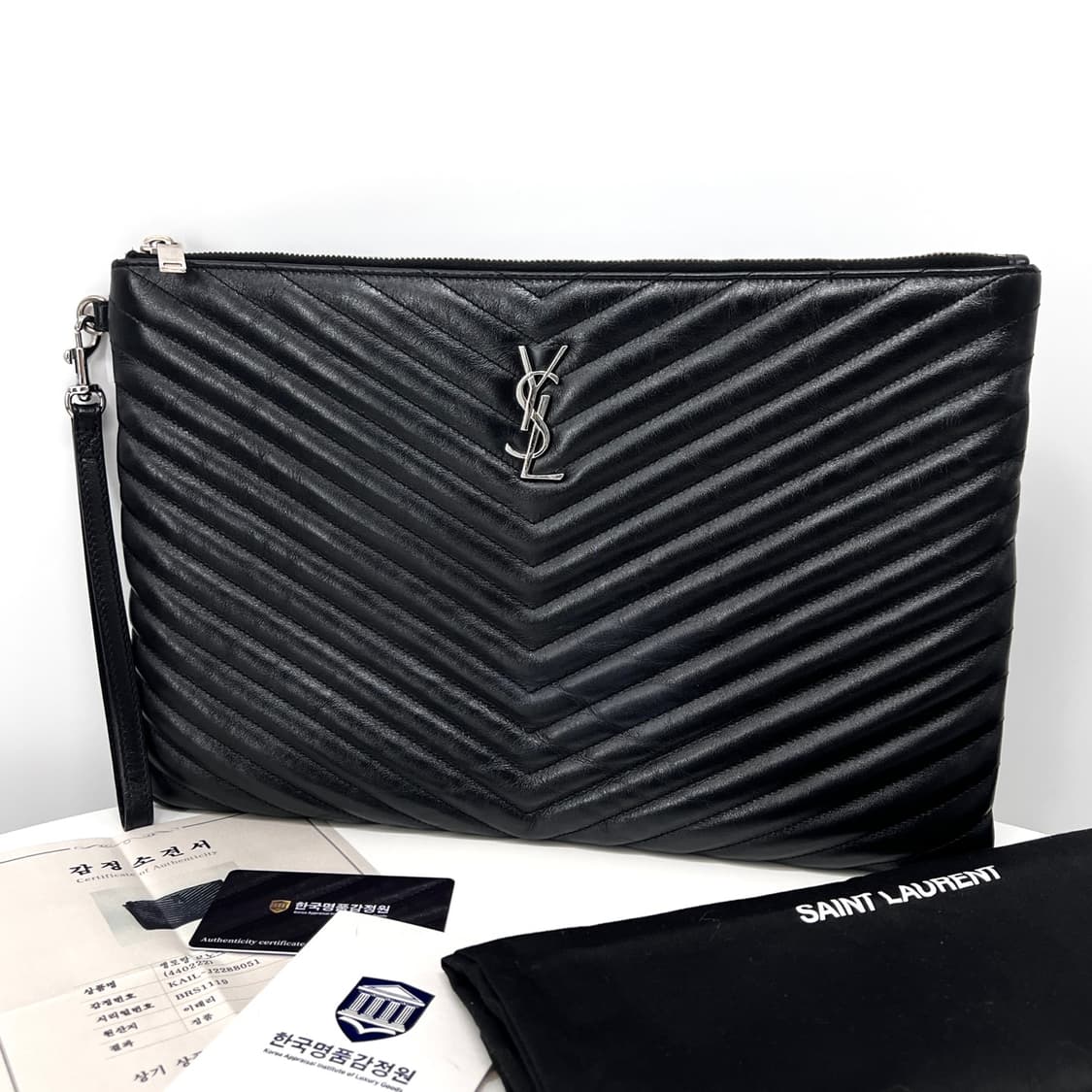 [감정완료] 생로랑 마틀라세 클러치백 라지 블랙 (440222) 상품이미지4