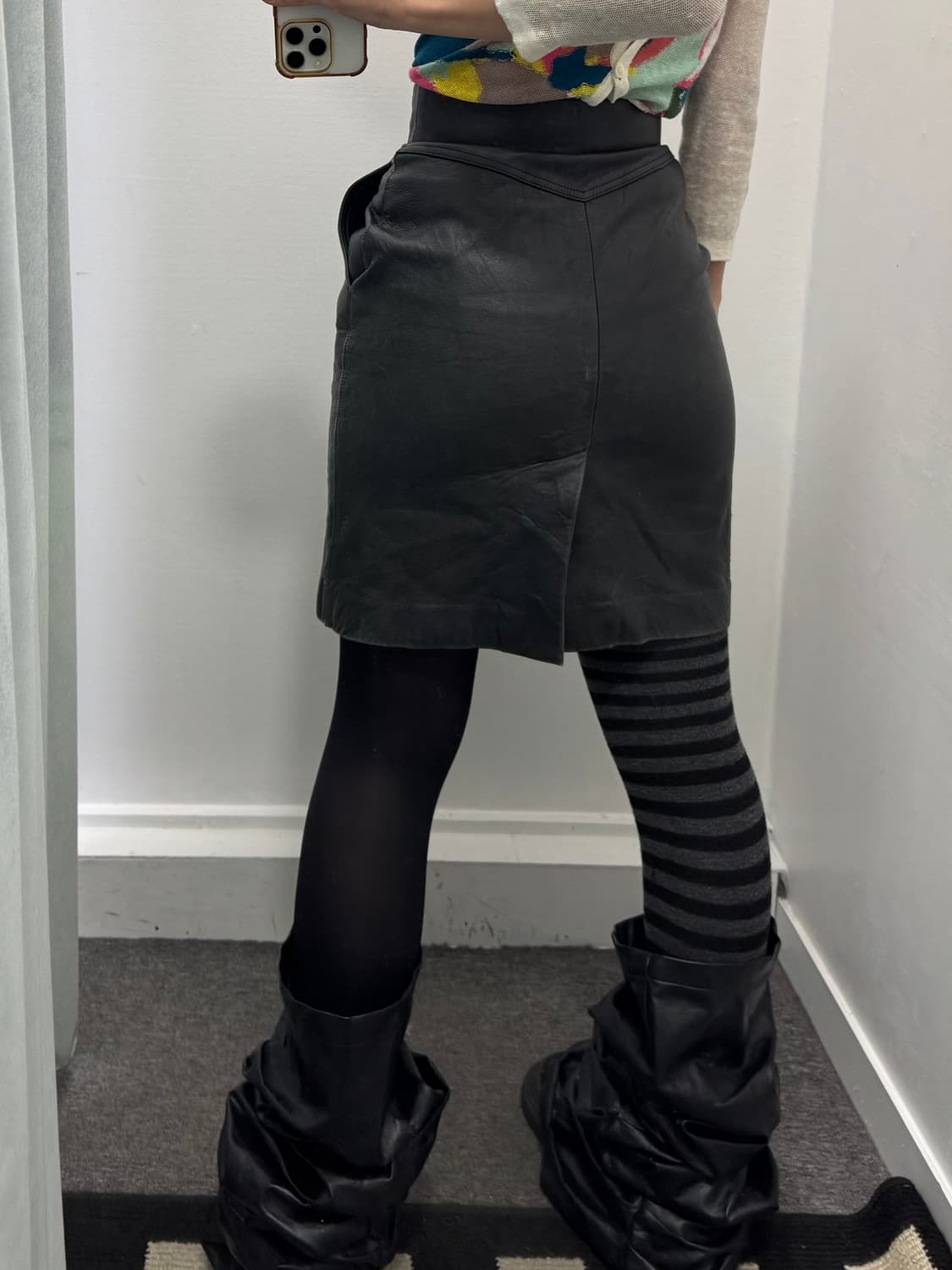 Pinky&dianne 블랙 양가죽 스커트 상품이미지2