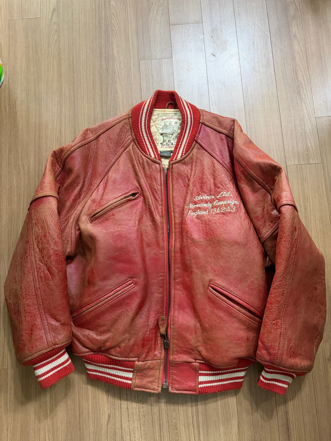 아비렉스 가죽자켓 레드 xs 상품이미지2