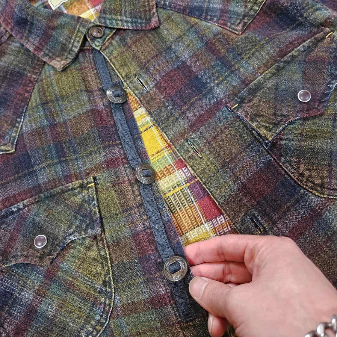 Oil Cake in Japan 빈티지 웨스턴 체크 배색 셔츠 M 상품이미지4