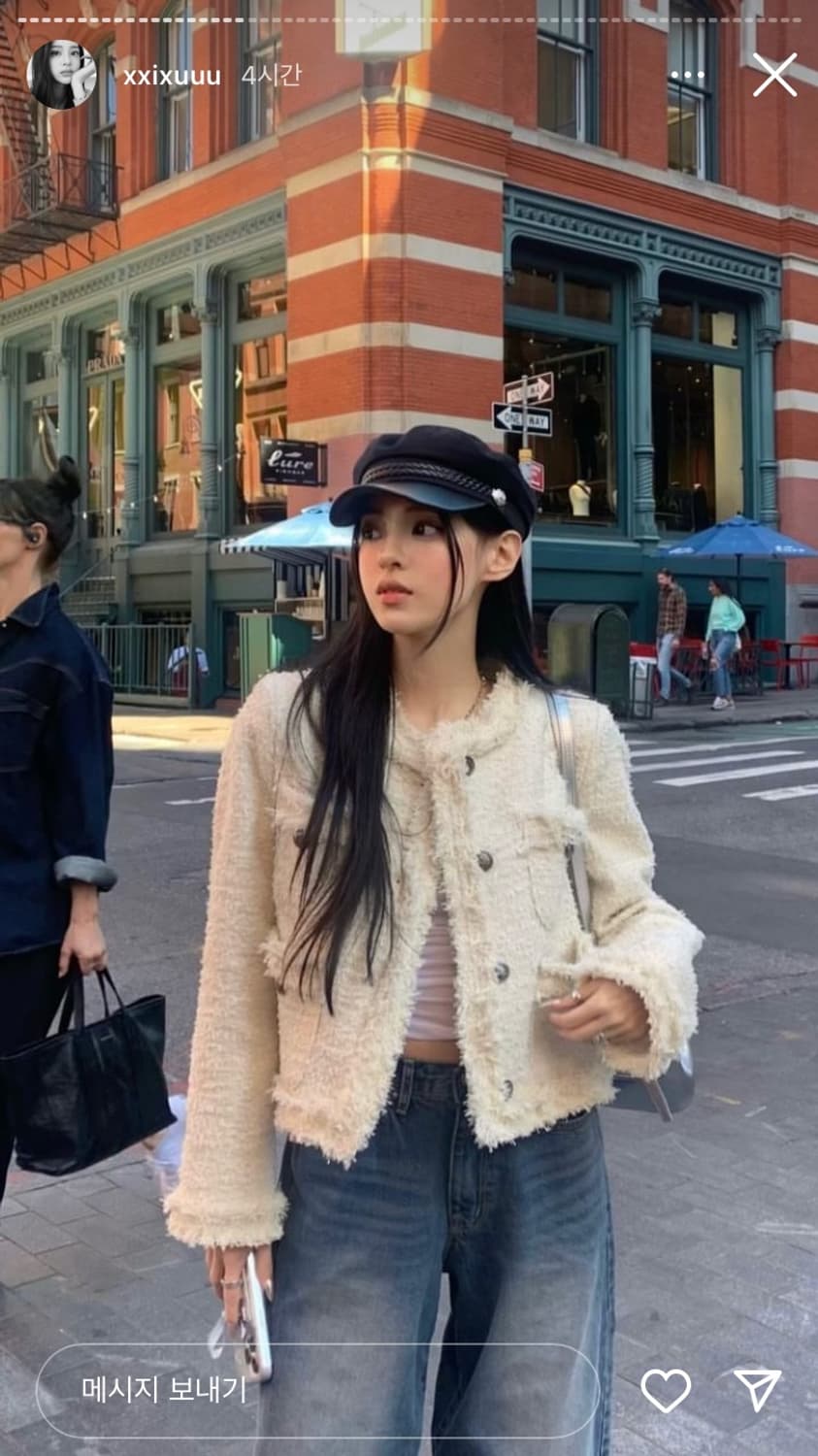 카키포인트 크롭 트위드 자켓 화이트 상품이미지1