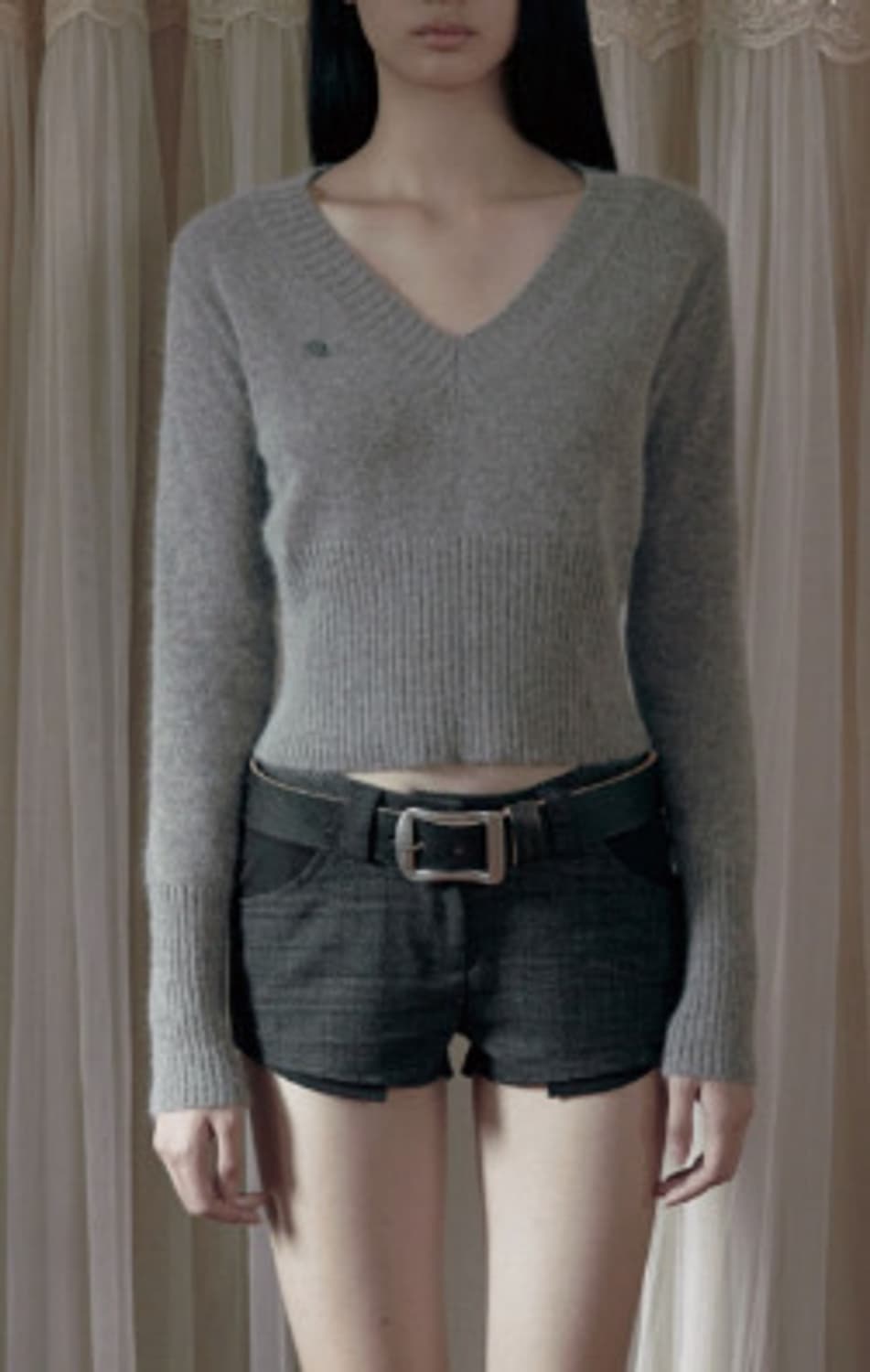 보헤미안서울 V neck slim fit knit beige 상품이미지2