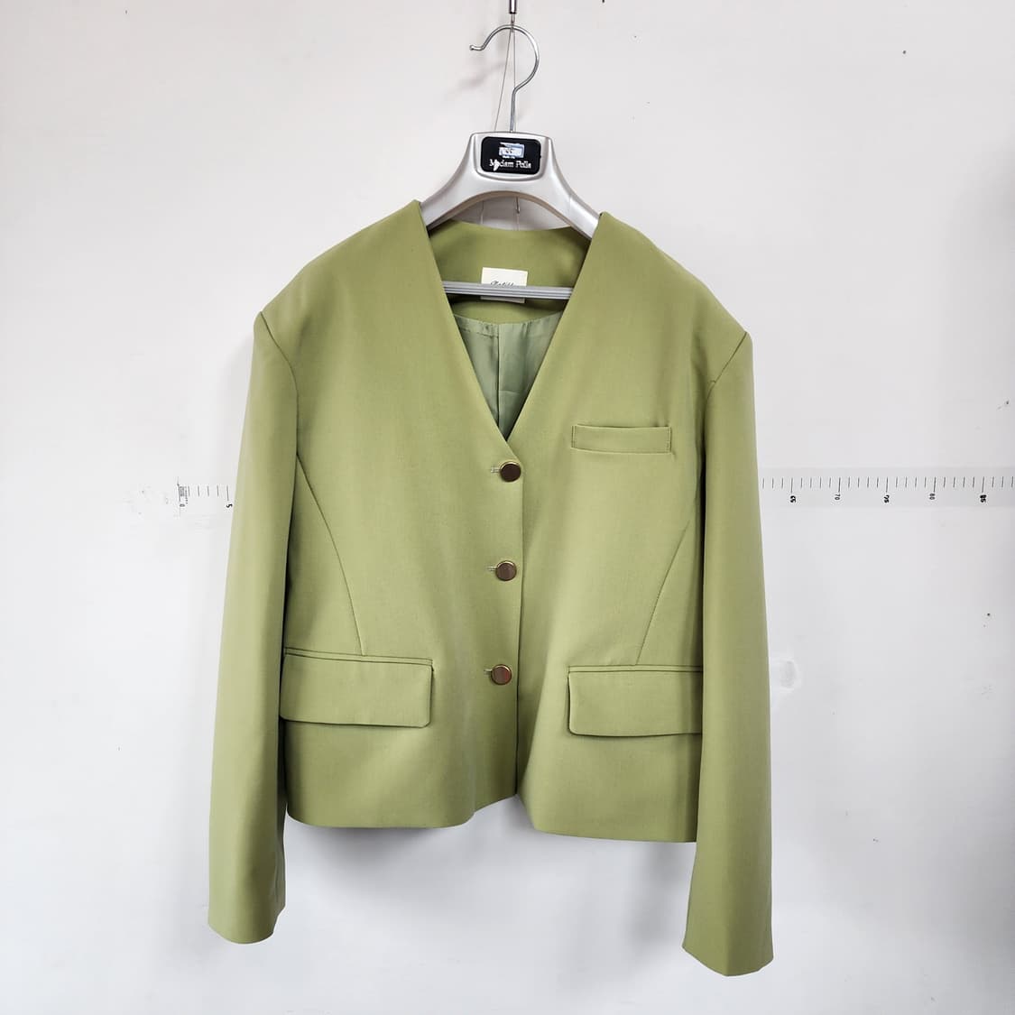 올리브 그린 브이넥 봄 자켓 상품이미지1