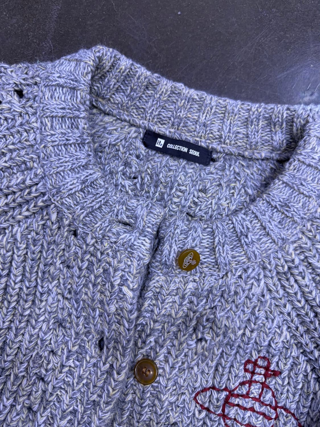 it 콜렉션 헤비울 우주선 자수 가디건 스웨터 S 상품이미지6