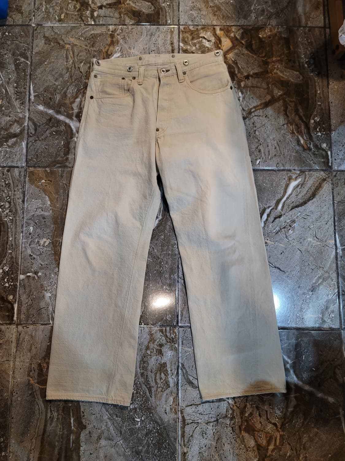 웨어하우스 오트밀 신치백 셀비지 워크팬츠  상품이미지1