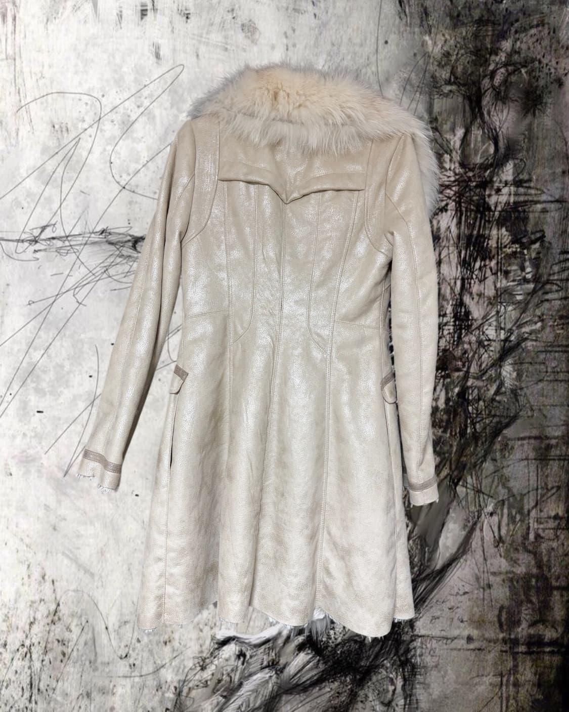 Egoist Ivory fox fur leather coat 상품이미지2
