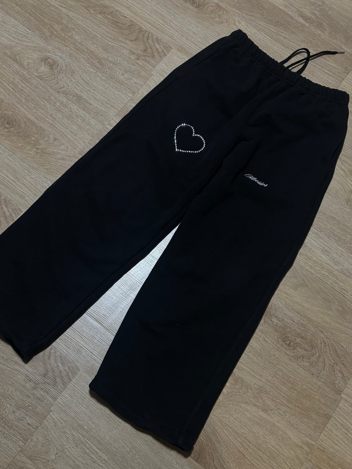 클리시어Two-way hotfix straight pants, Black 상품이미지4