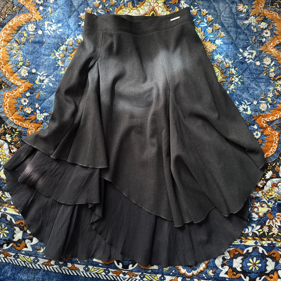 Misekiseoul 미세키서울 언발란스 레이어드 스커트 치마 차콜 컬러 상품이미지3