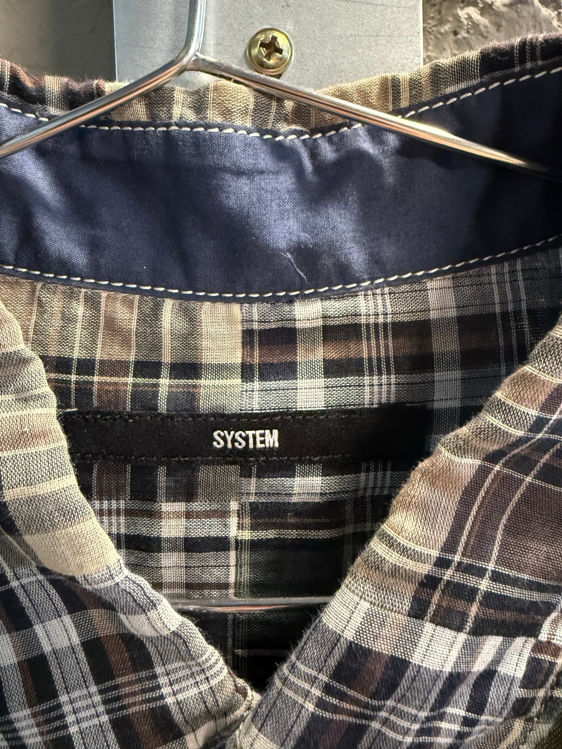 시스템 SYSTEM 패치워크 린넨 체크 셔츠 멀티컬러 100 상품이미지6