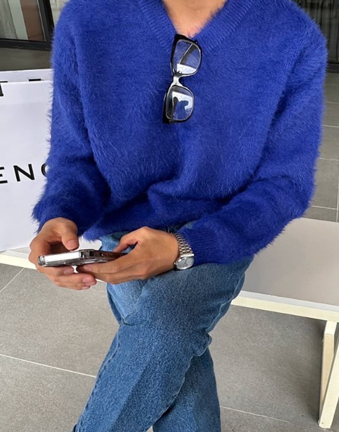 앙고라 네이비 니트 상품이미지1