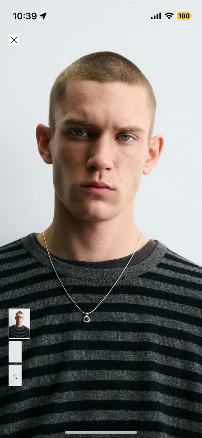 자라 스톤 메탈릭 코드 체인 목걸이 상품이미지3