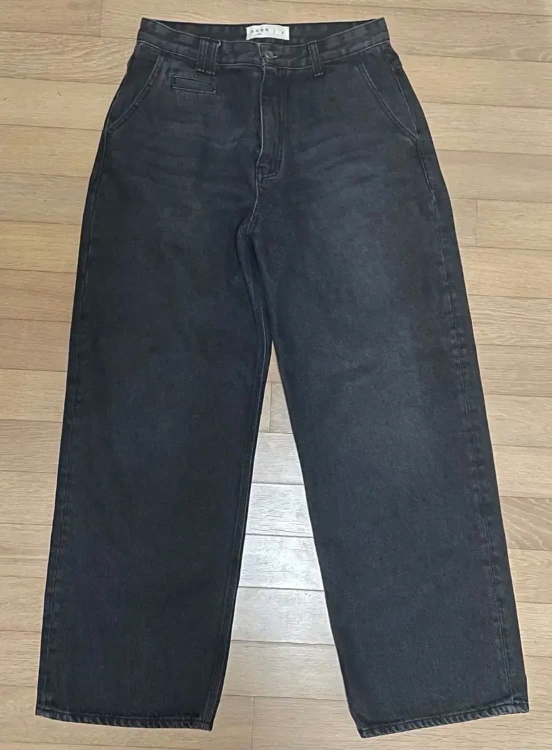 노운 벨티드 데님 팬츠 차콜(흑청) 1사이즈 상품이미지3