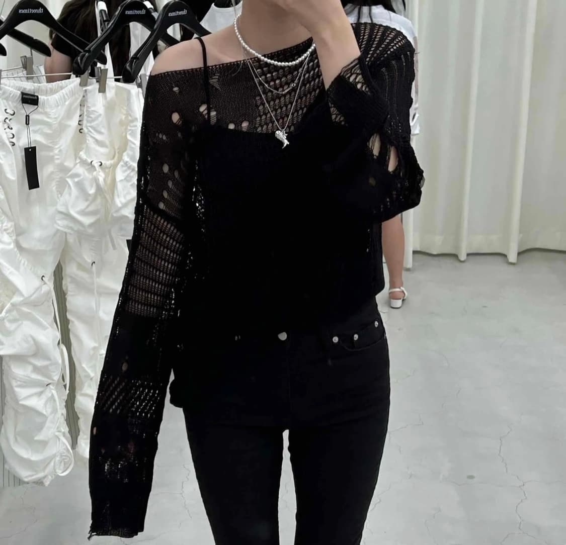 바이너리원 데미지 니트 상품이미지1