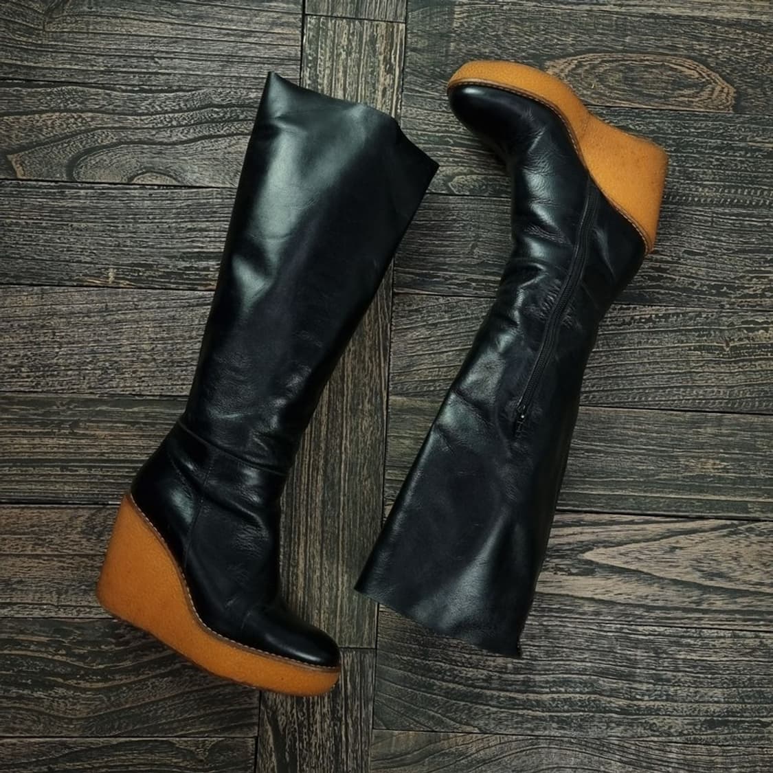 [언더커버 X 까스따네르] 웨지힐 레더 하이 부츠 P01203 상품이미지1