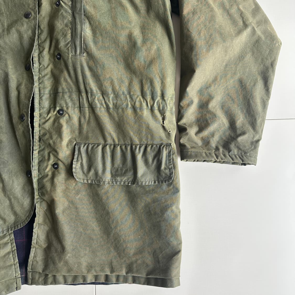 90s 폴로 스포츠맨 왁스 자켓 USA MADE 블랙와치 안감 탈론 상품이미지2