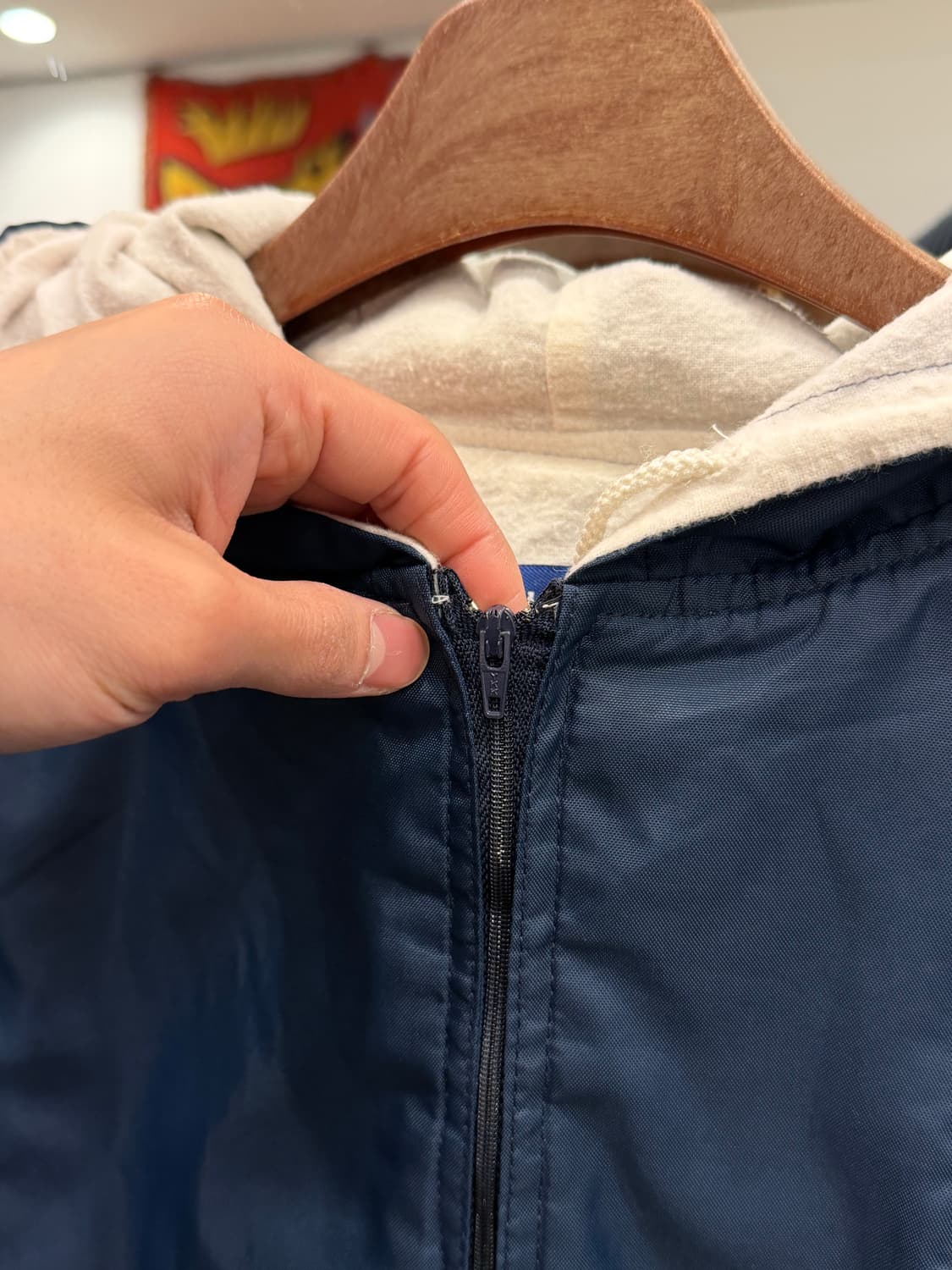 90s Holloway 나일론 쿼터 집업 아노락 후드 웜업 (USA) 상품이미지4