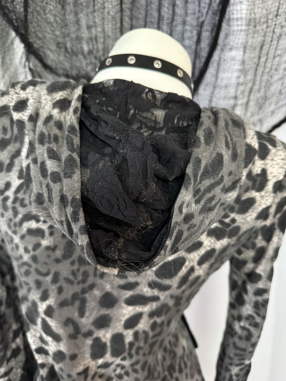 leopard lace hood one piece zip up 상품이미지5