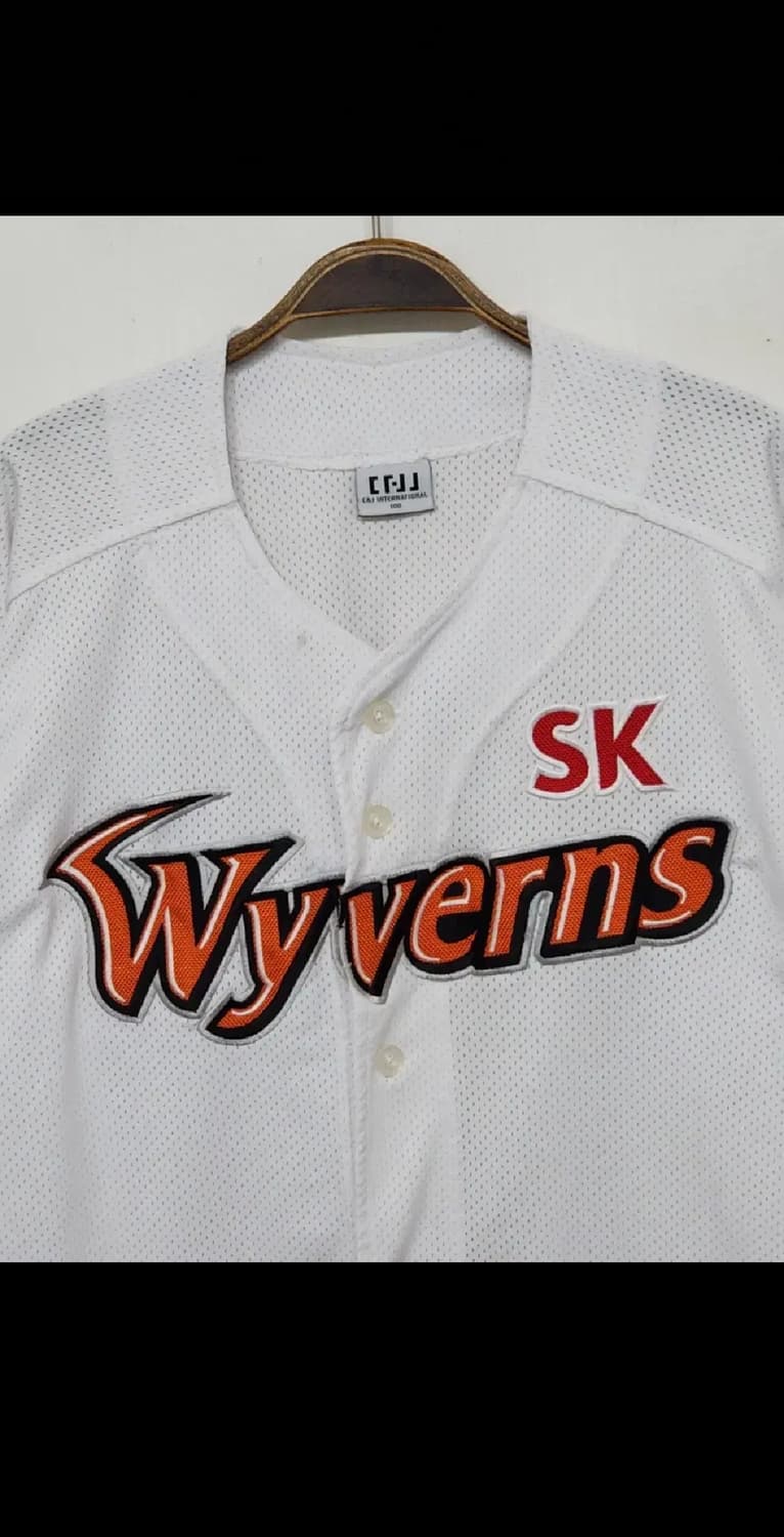 (100) SK 와이번스 야구져지 반팔 노마킹 유니폼 화이트 상품이미지2