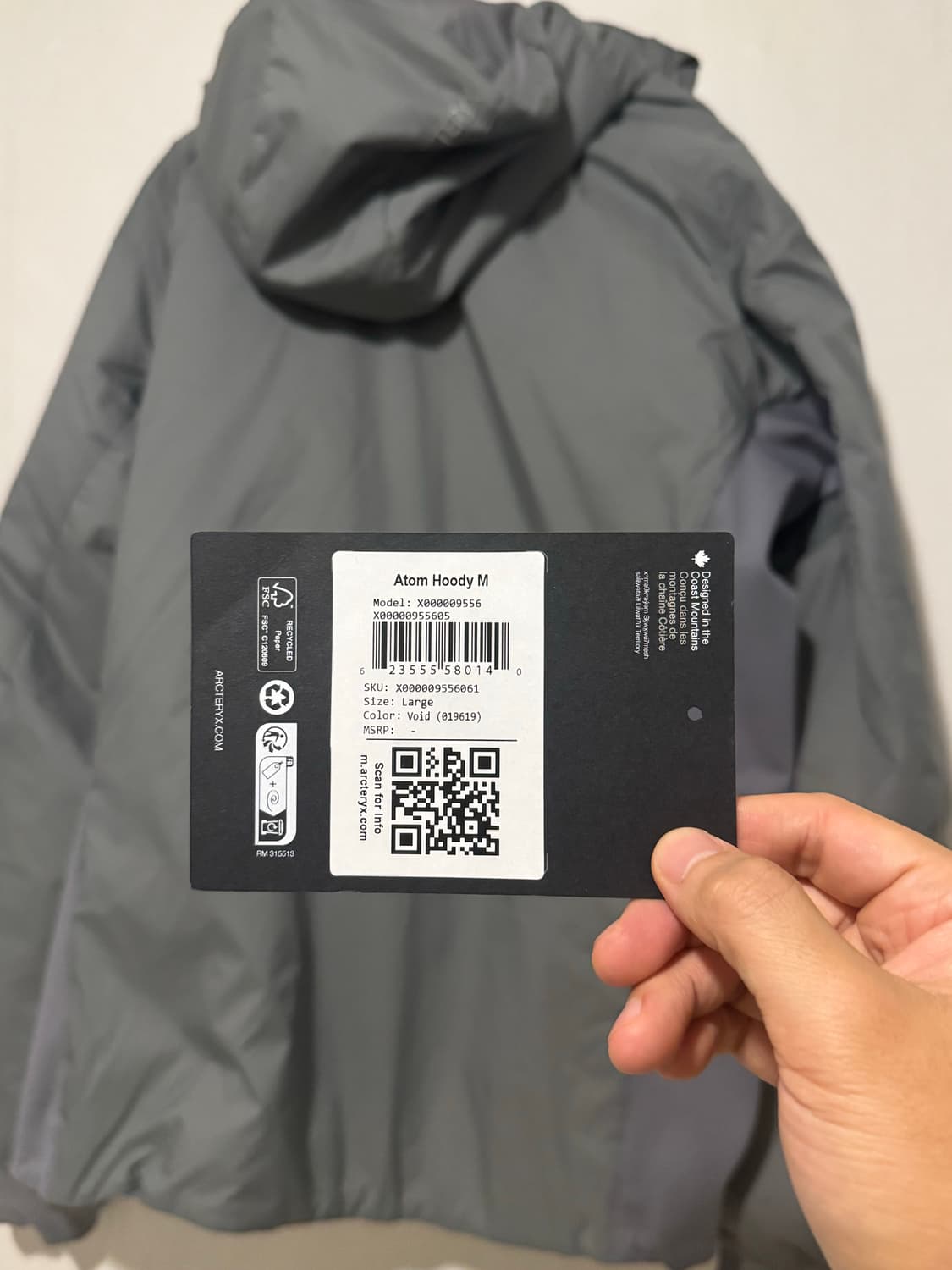 아크테릭스 아톰 후디 보이드 L 상품이미지5