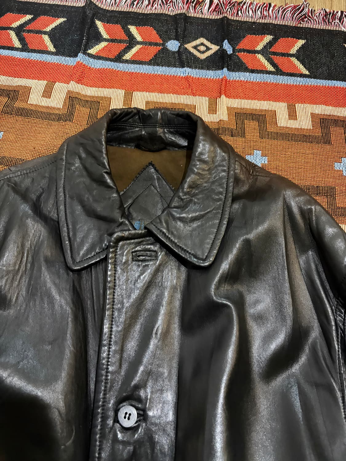 (100-105) 빈티지 카우하이드 벨티드 코트 상품이미지3