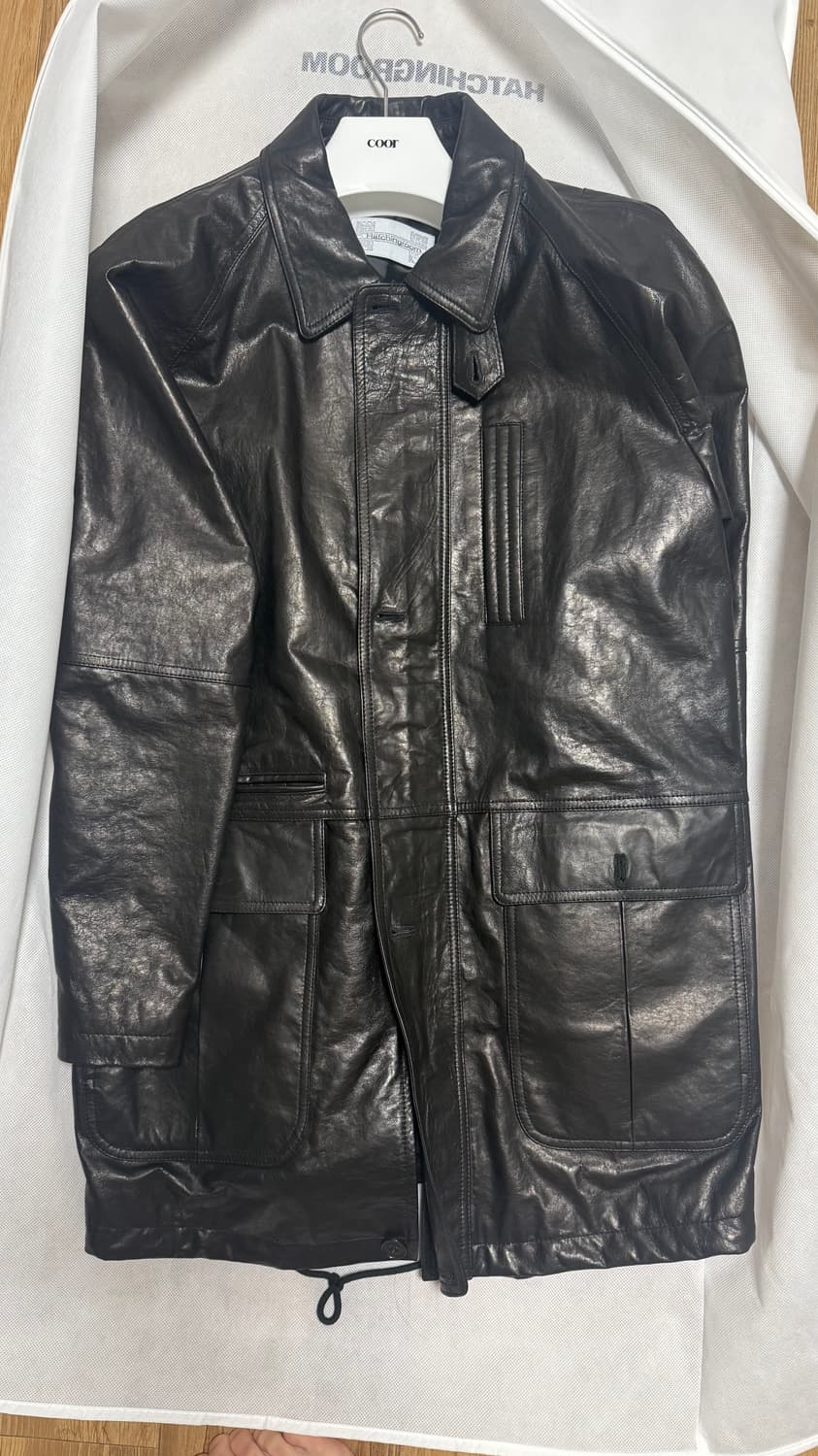 해칭룸 레더 파카 램 스킨 블랙 s 상품이미지2