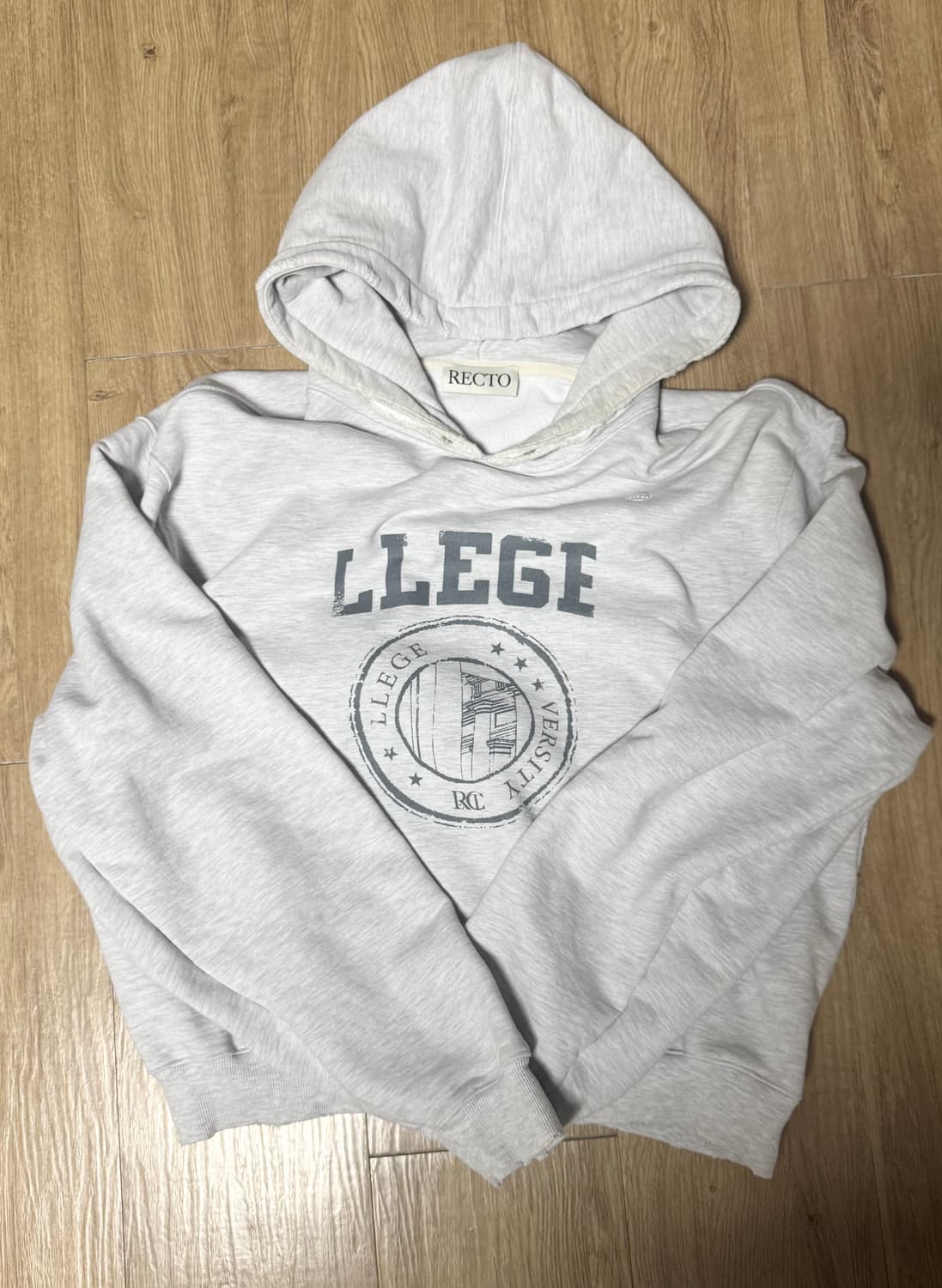 렉토 워싱 크롭 후드티 상품이미지2