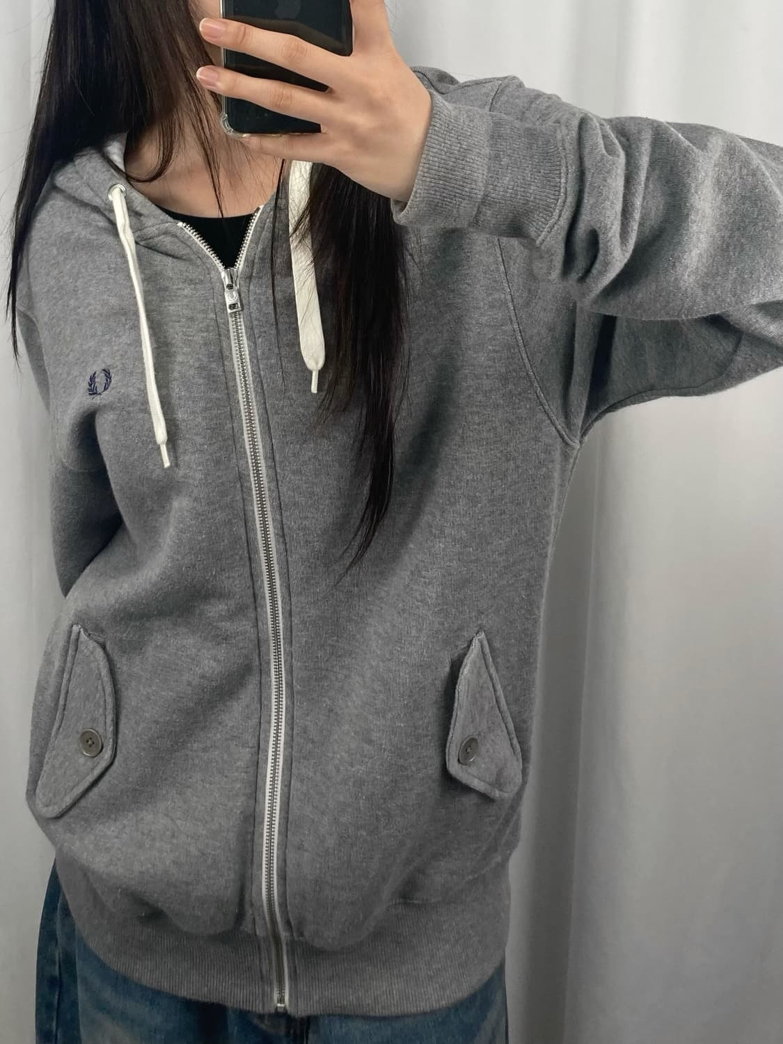 프레드페리 그레이 후드집업 상품이미지3