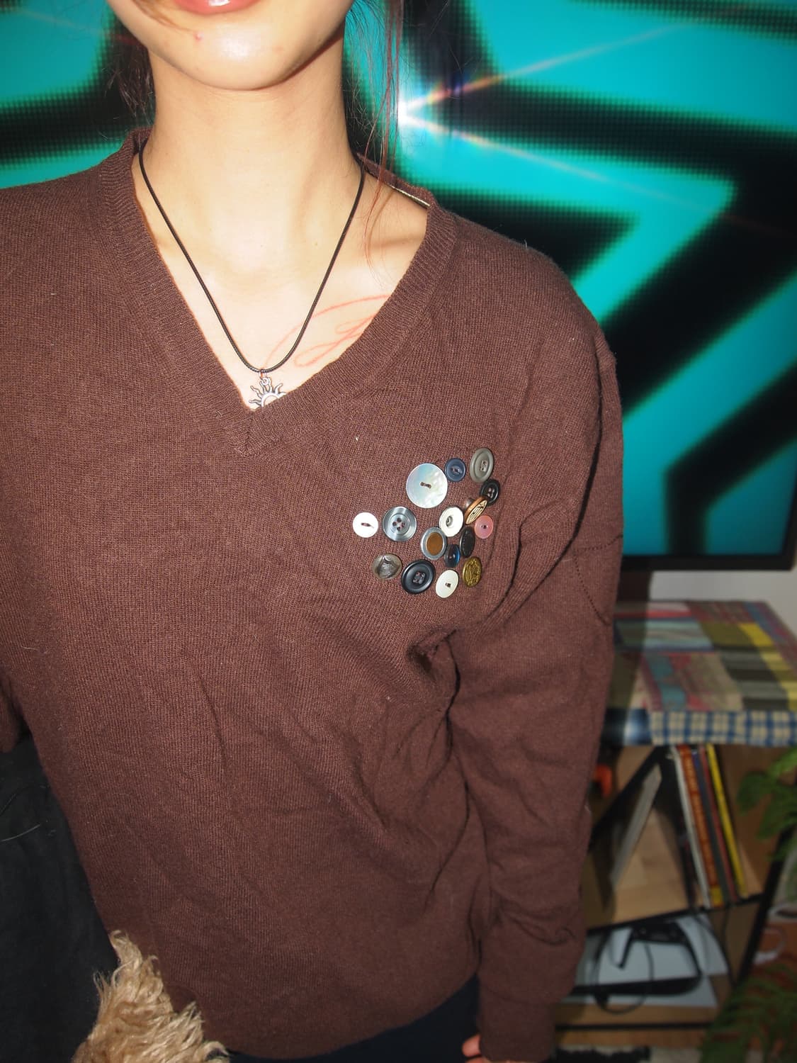 VTG 단추 브이넥 니트 상품이미지4