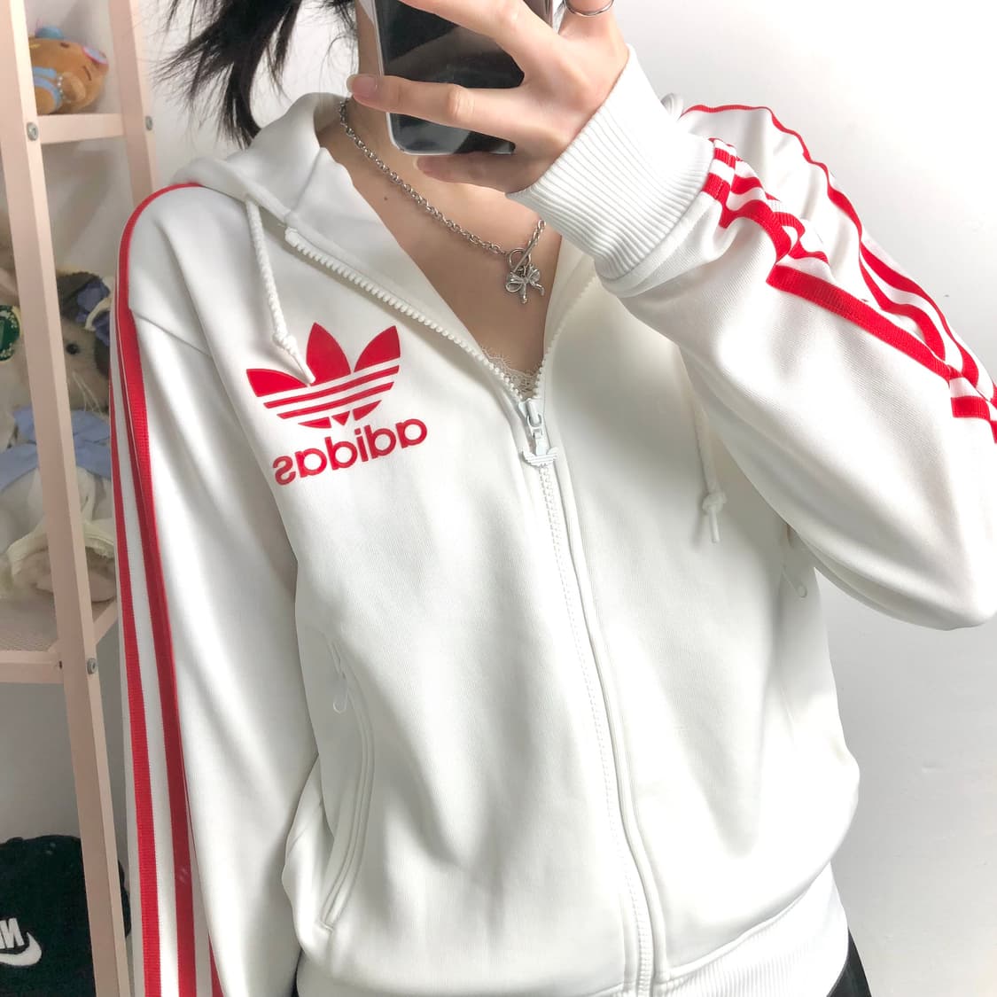 아디다스 00's 올드빈티지 흰+빨 후드플락 상품이미지3