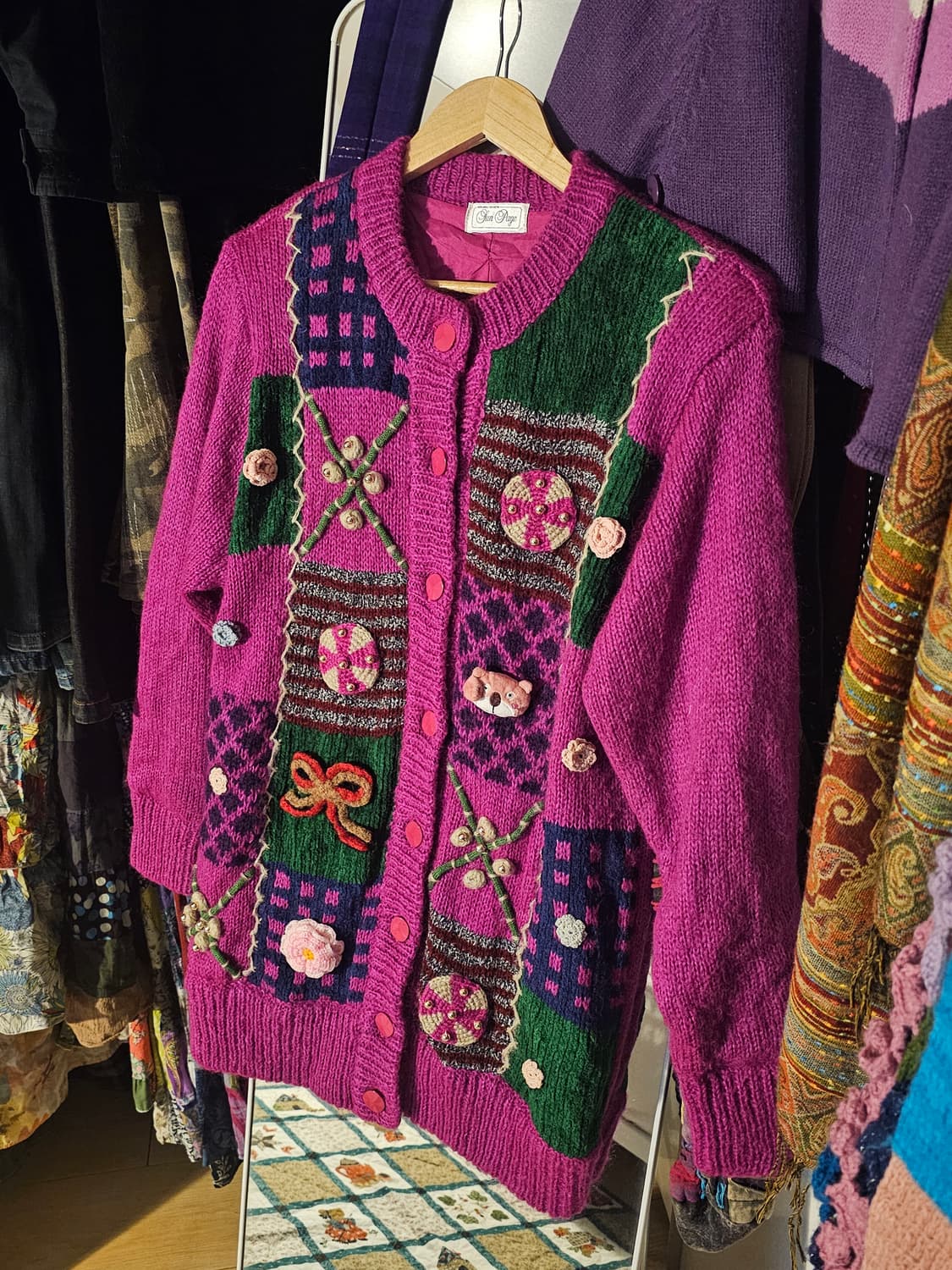 핑크곰 입체 포인트 가디건 상품이미지1